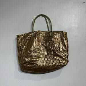 Gold Metallic Oversized Straw Woven Bag